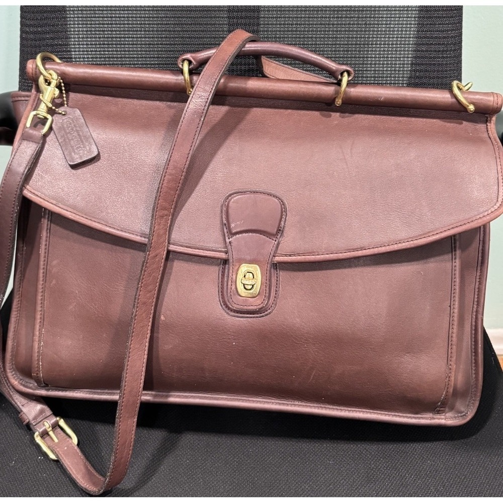 Coach 5266 Beekman Briefcase Brown Leather w/Shoulder Strap Great Condition